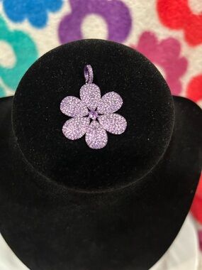 By Alexa Rae Lavender Pavé Flower Pendant - Women Jewelry
